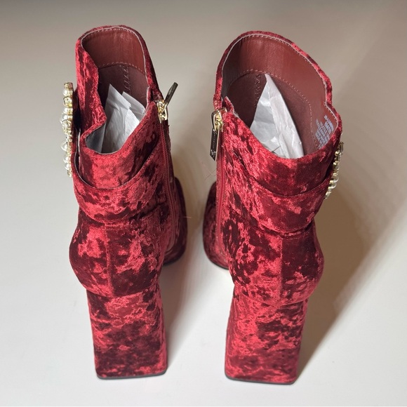 Jessica Simpson Luminna Velvet Embellished Buckle Booties Size-8 M - Picture 9 of 10